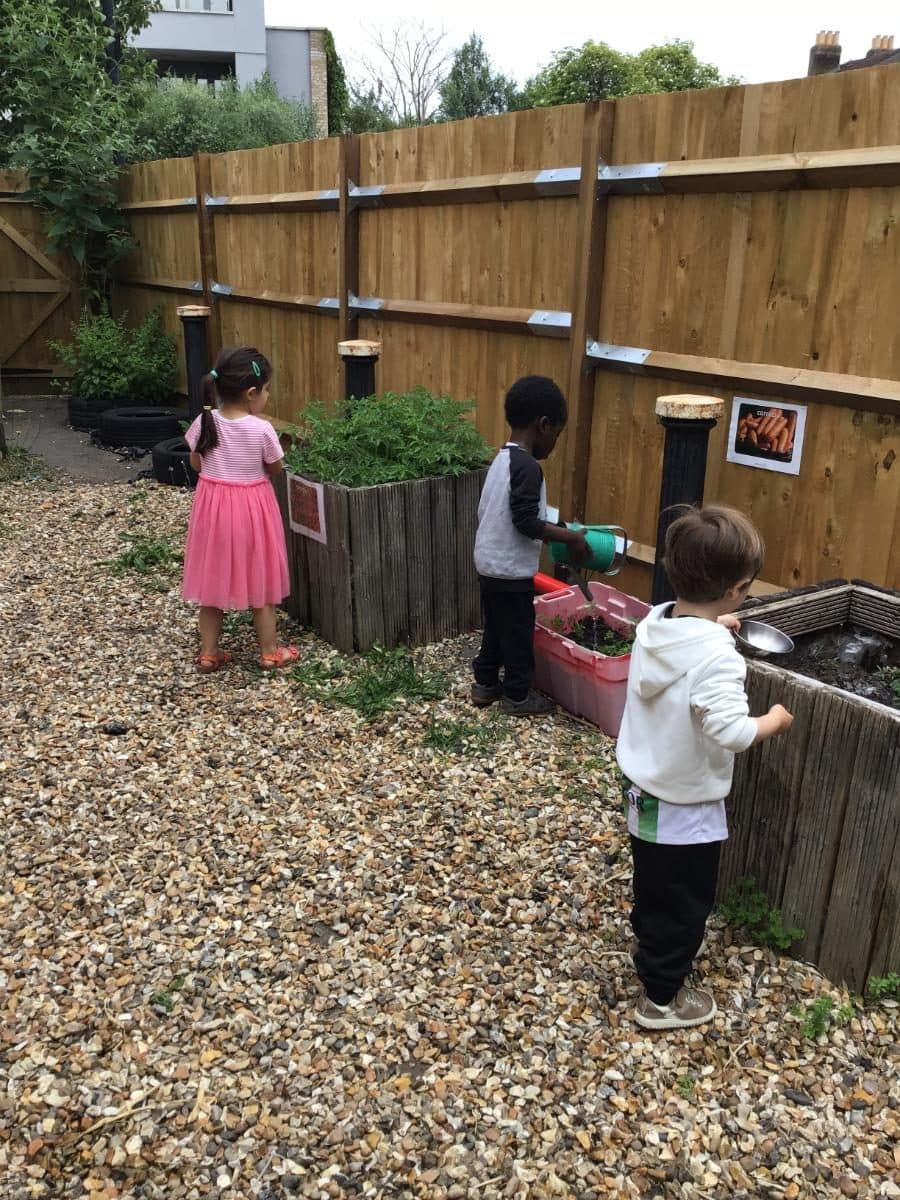 destiny haven nursery outdoor garden area with children