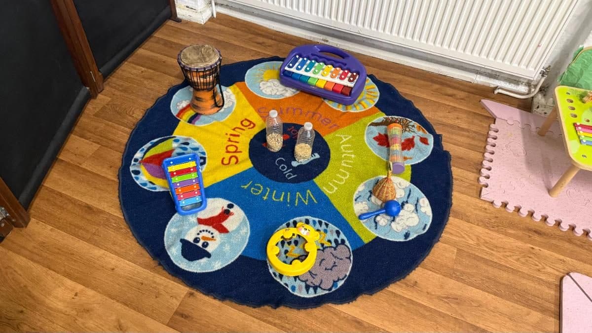 destiny haven nursery circular mat with seasonal activities and instruments